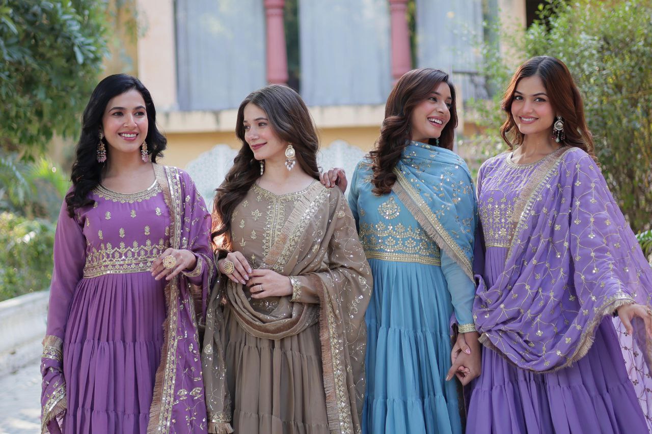 Premium Star Georgette Gown with Embroidered Dupatta β 2025 Collection