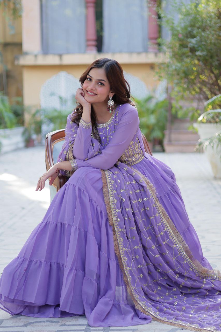 Premium Star Georgette Gown with Embroidered Dupatta β 2025 Collection
