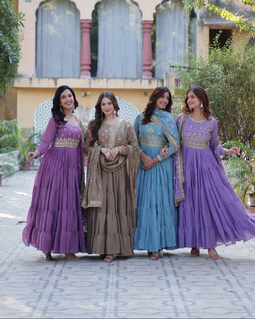 Premium Star Georgette Gown with Embroidered Dupatta β 2025 Collection