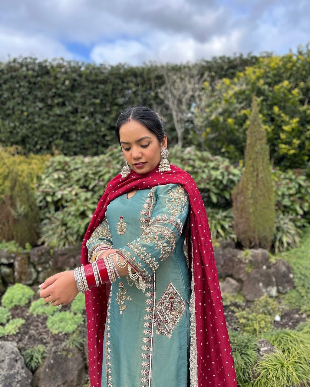 Luxury Pakistani Suit Set with Heavy Handwork & Sequence Embroidery