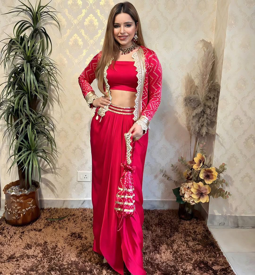 Stylish Three-Piece Western Dhoti Set – Perfect for Trendy Weddings