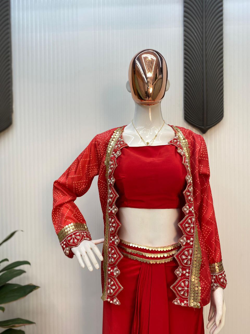 Stylish Three-Piece Western Dhoti Set – Perfect for Trendy Weddings
