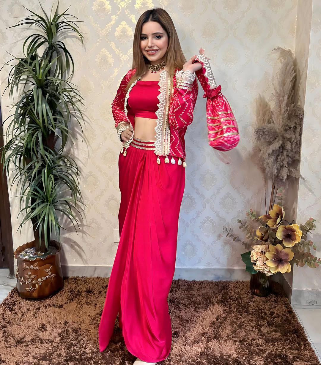 Stylish Three-Piece Western Dhoti Set – Perfect for Trendy Weddings
