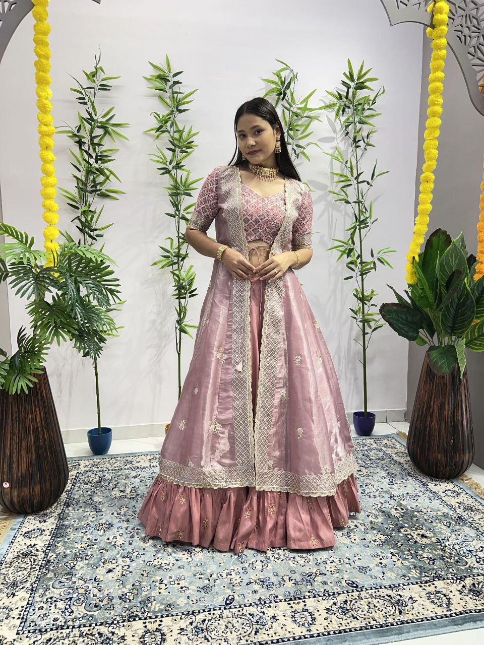 Elegant Butterfly Shrug Indo-Western Lehenga Set – Premium Designer Wear