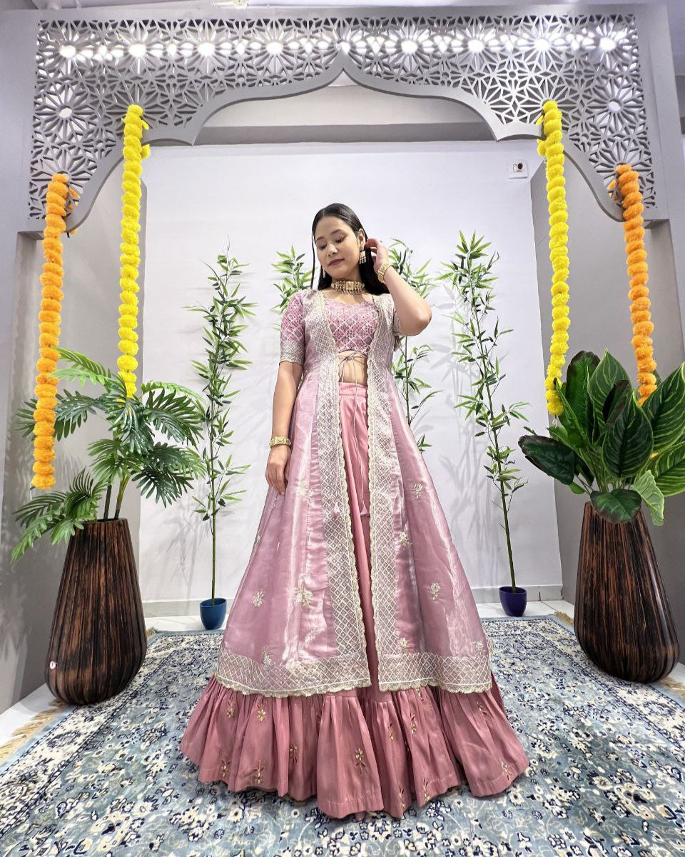 Elegant Butterfly Shrug Indo-Western Lehenga Set – Premium Designer Wear