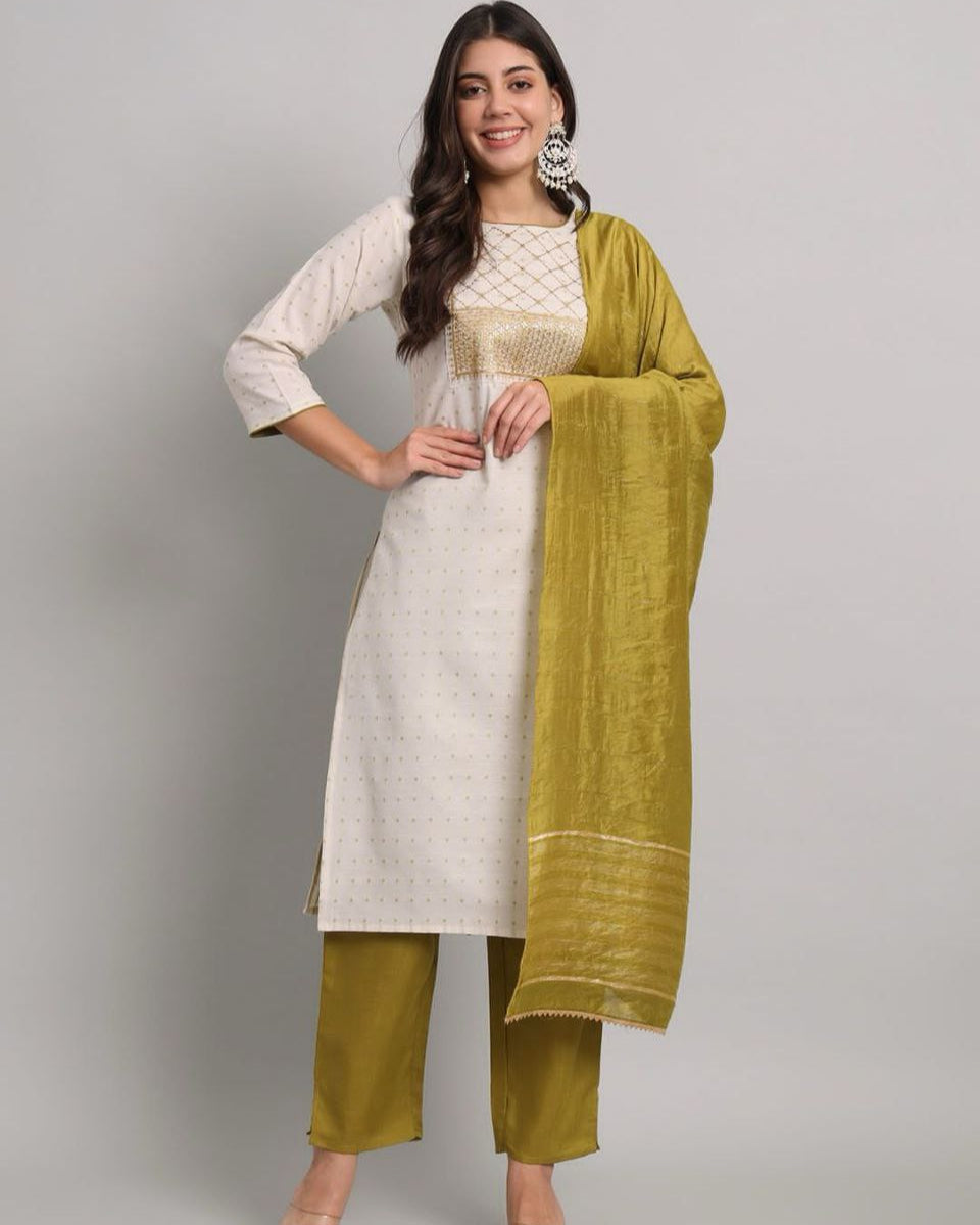 Premium Cotton Kurti Set with Embroidered Dupatta – New Launch