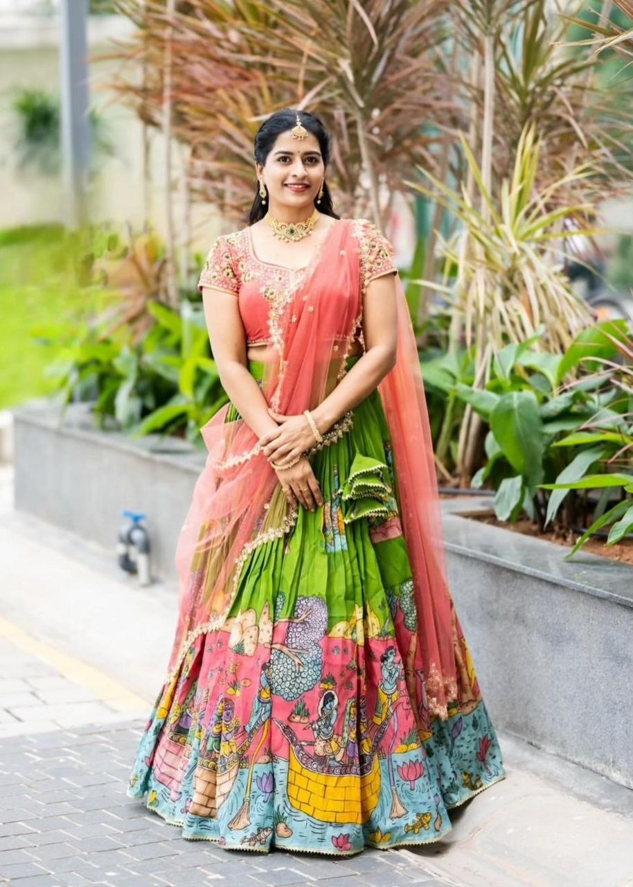 Elegant Kalamkari Lehenga Choli Set – Festive & Wedding Special