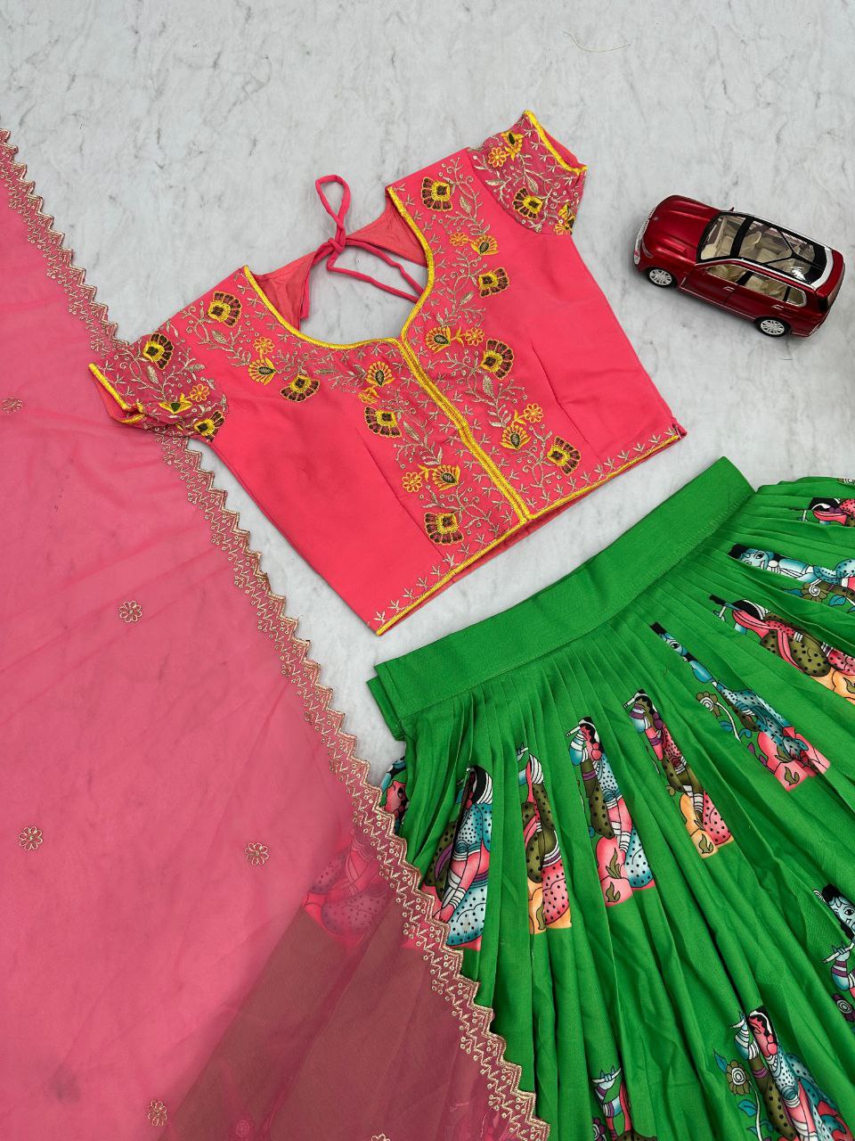 Elegant Kalamkari Lehenga Choli Set – Festive & Wedding Special