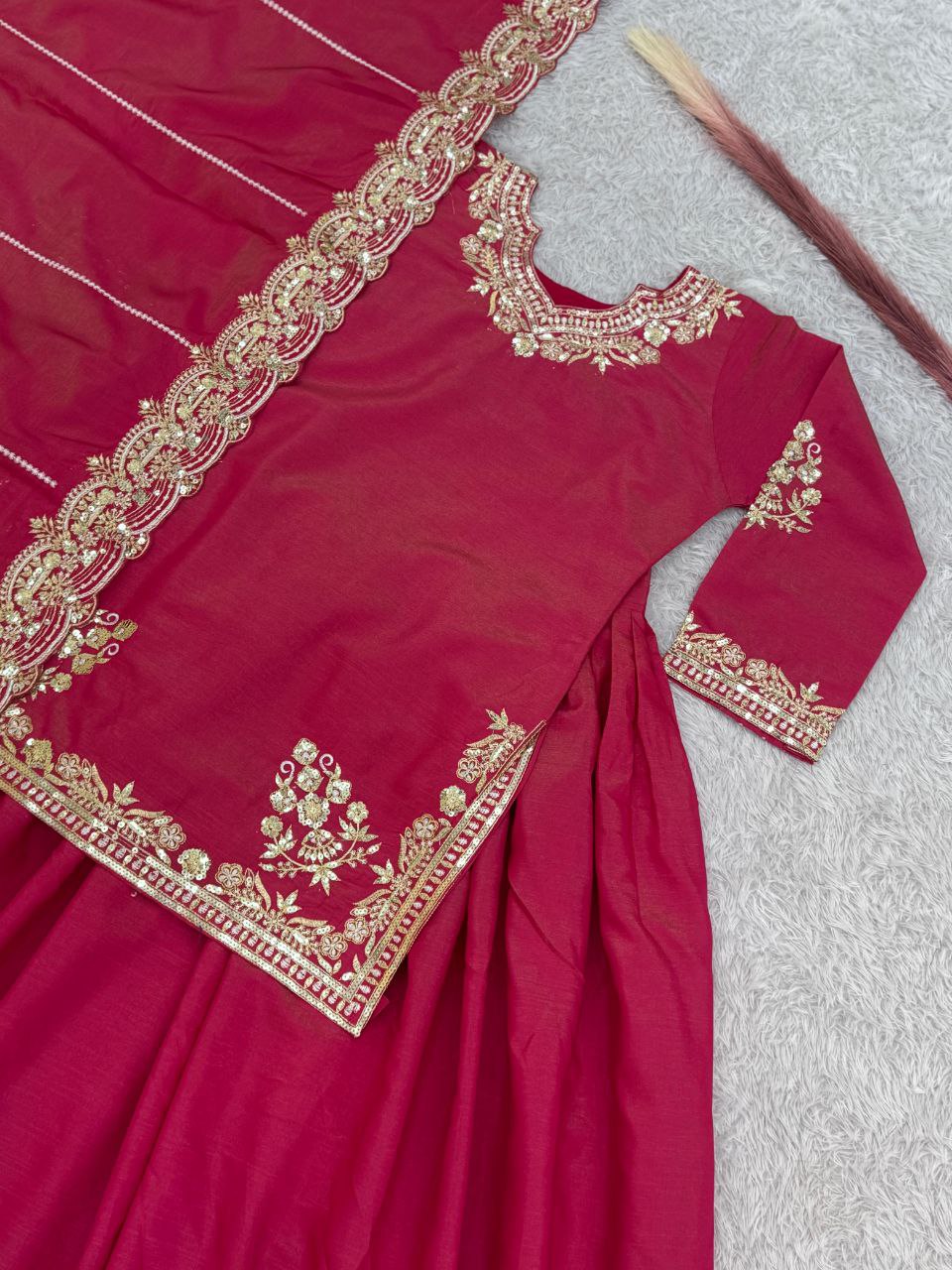 Stunning Party & Wedding Wear Lehenga Top Set – Premium Shimmer Silk with Sequins Work