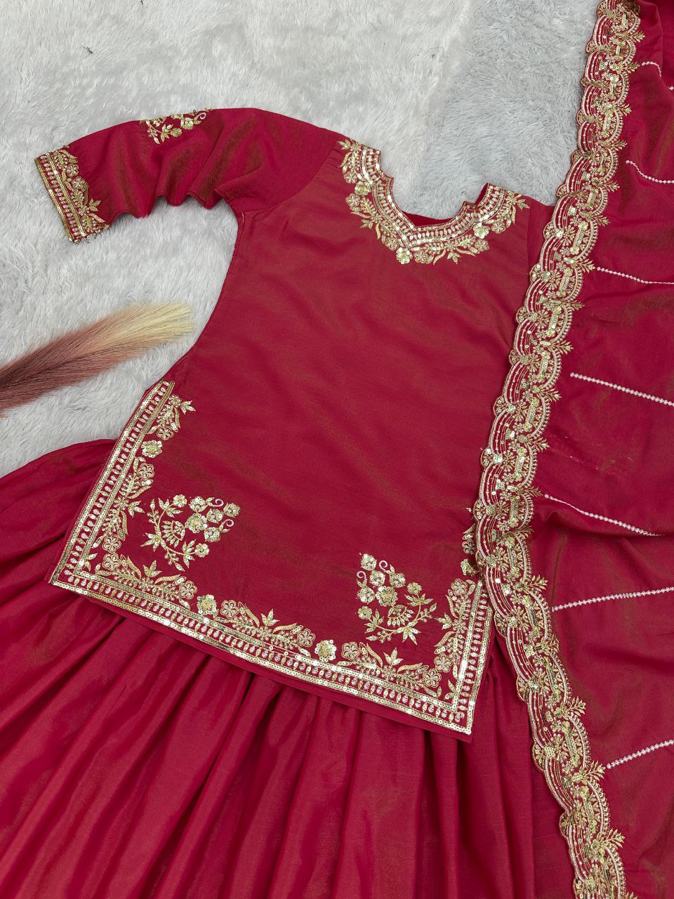 Stunning Party & Wedding Wear Lehenga Top Set – Premium Shimmer Silk with Sequins Work