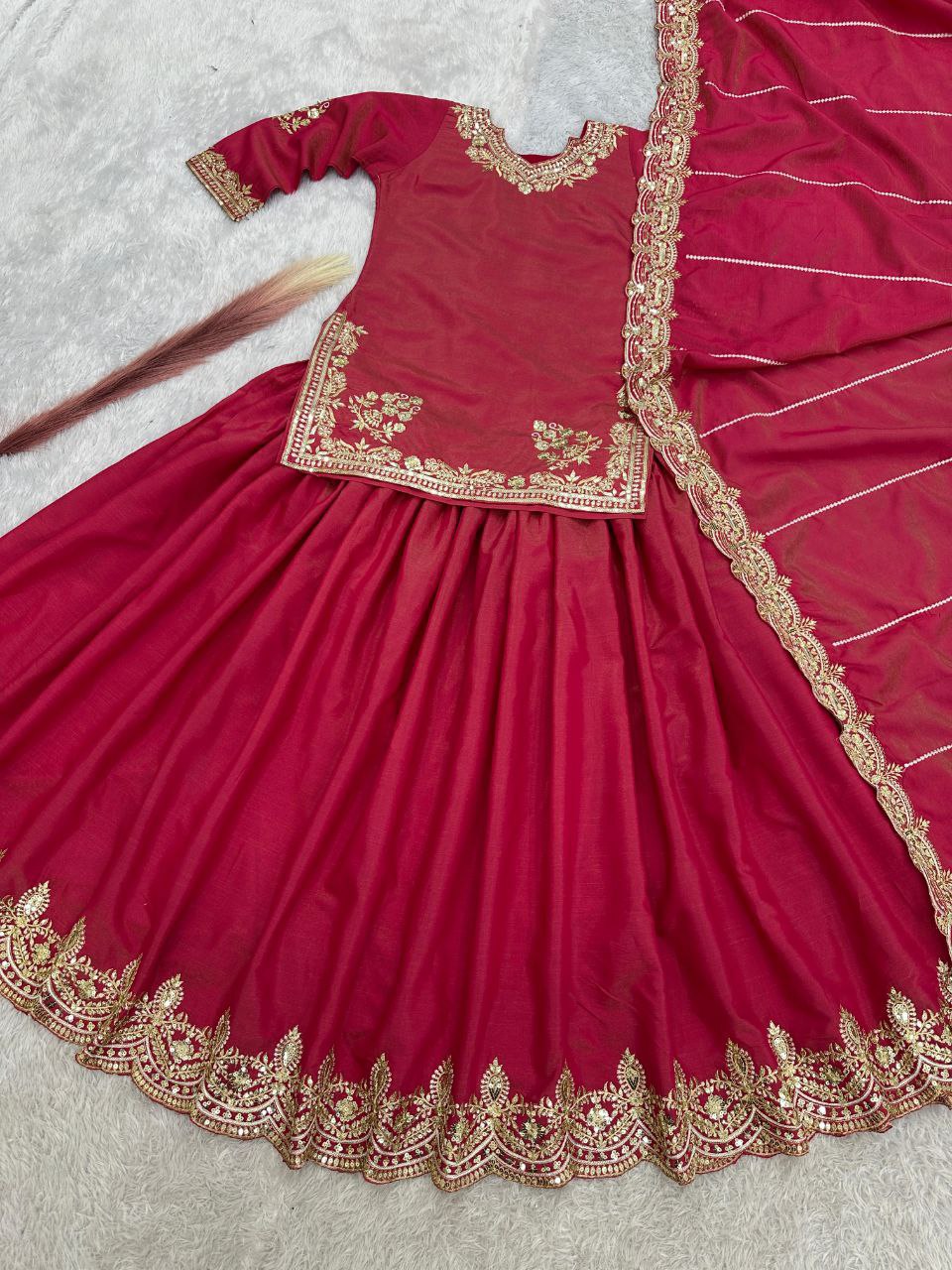 Stunning Party & Wedding Wear Lehenga Top Set – Premium Shimmer Silk with Sequins Work