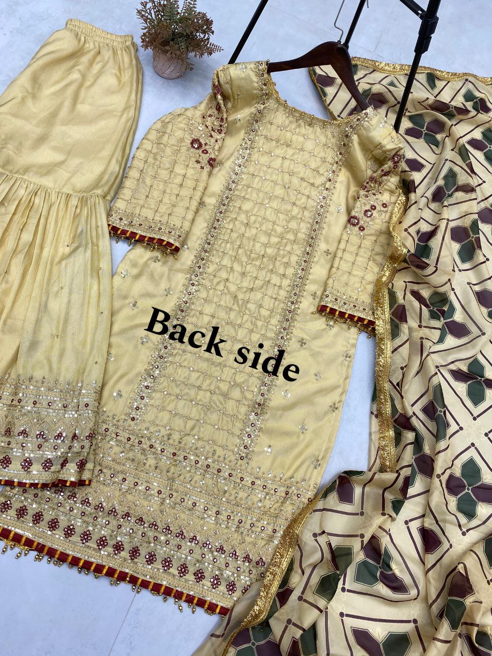 Eid Special Luxurious Silk Embroidered Sharara Set with Dupatta