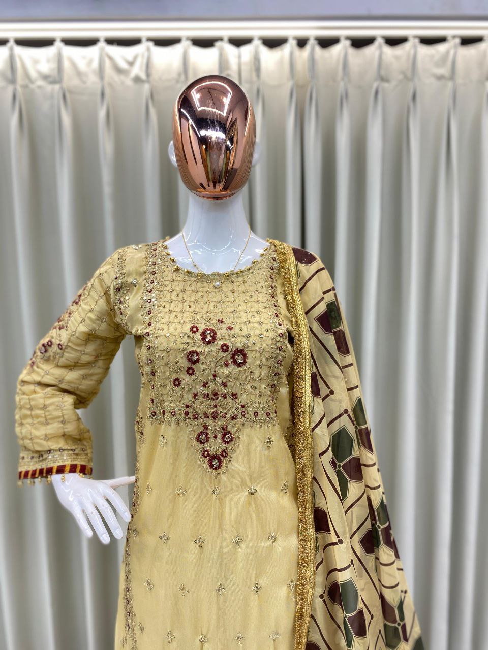 Eid Special Luxurious Silk Embroidered Sharara Set with Dupatta