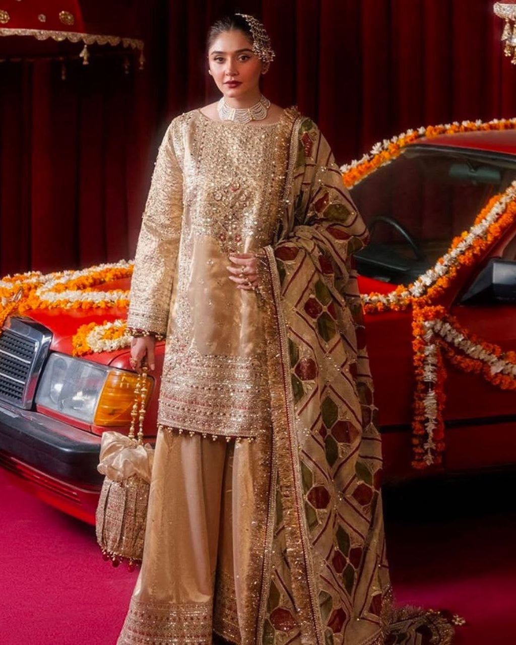 Eid Special Luxurious Silk Embroidered Sharara Set with Dupatta