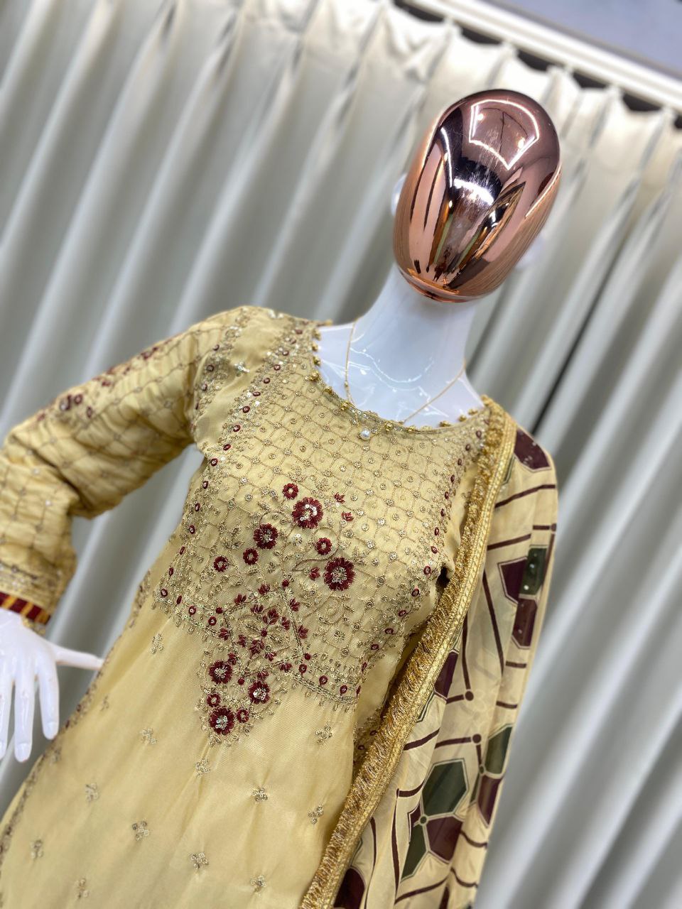 Eid Special Luxurious Silk Embroidered Sharara Set with Dupatta