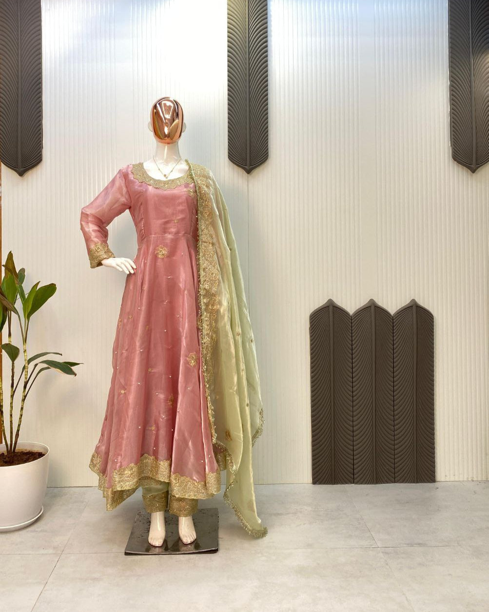 Elegant Jimmy Choo Fabric Embroidered Top & Pant with Dupatta β Premium Designer Wear