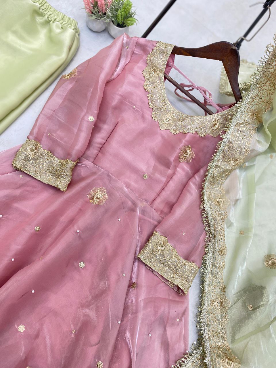 Elegant Jimmy Choo Fabric Embroidered Top & Pant with Dupatta β Premium Designer Wear