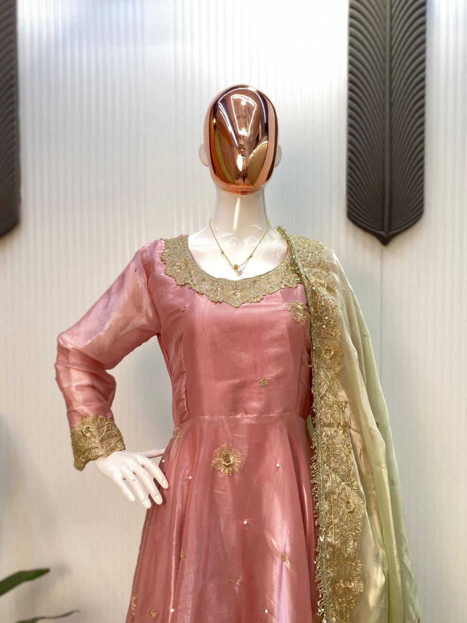 Elegant Jimmy Choo Fabric Embroidered Top & Pant with Dupatta β Premium Designer Wear