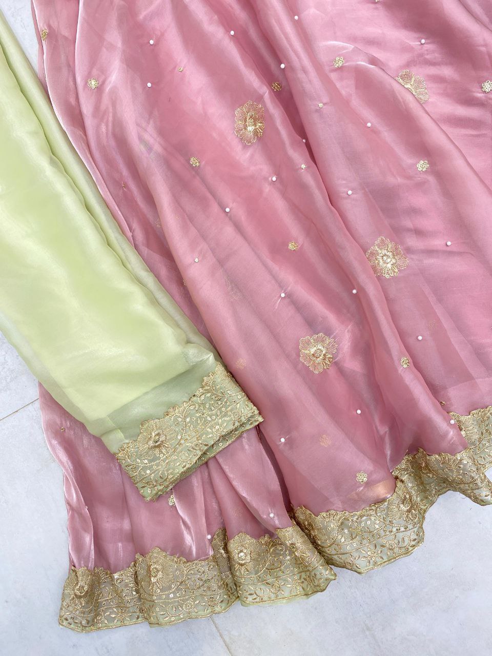 Elegant Jimmy Choo Fabric Embroidered Top & Pant with Dupatta β Premium Designer Wear
