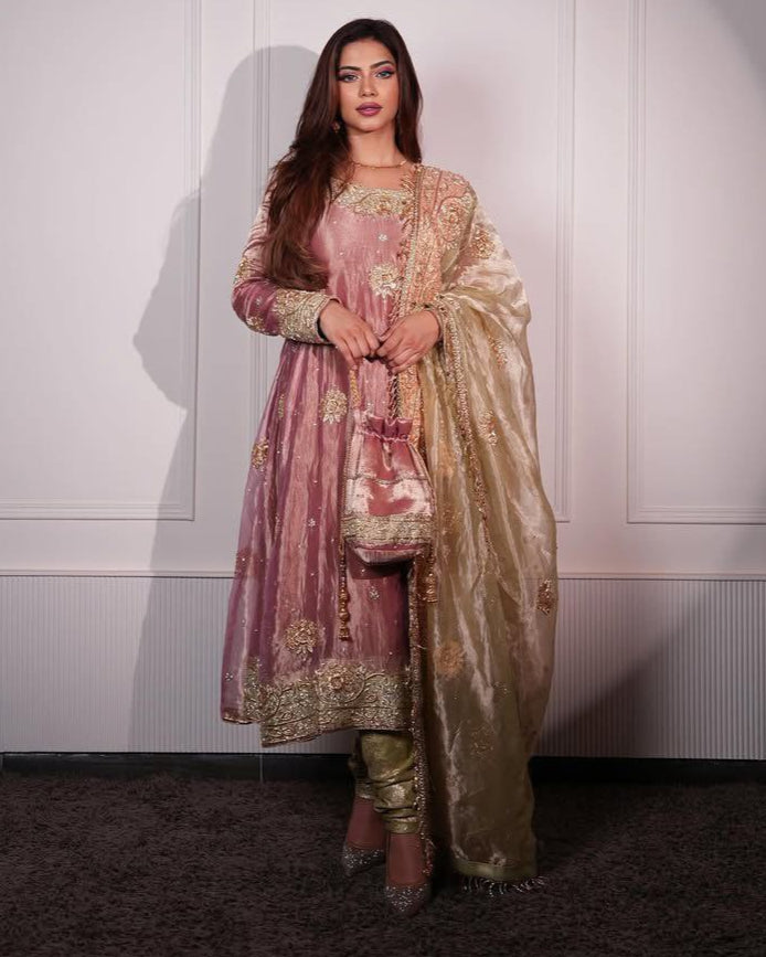 Elegant Jimmy Choo Fabric Embroidered Top & Pant with Dupatta β Premium Designer Wear