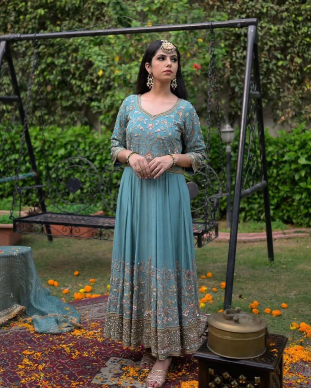 Elegant Embroidered Gown with Dupatta β Premium Designer Wear