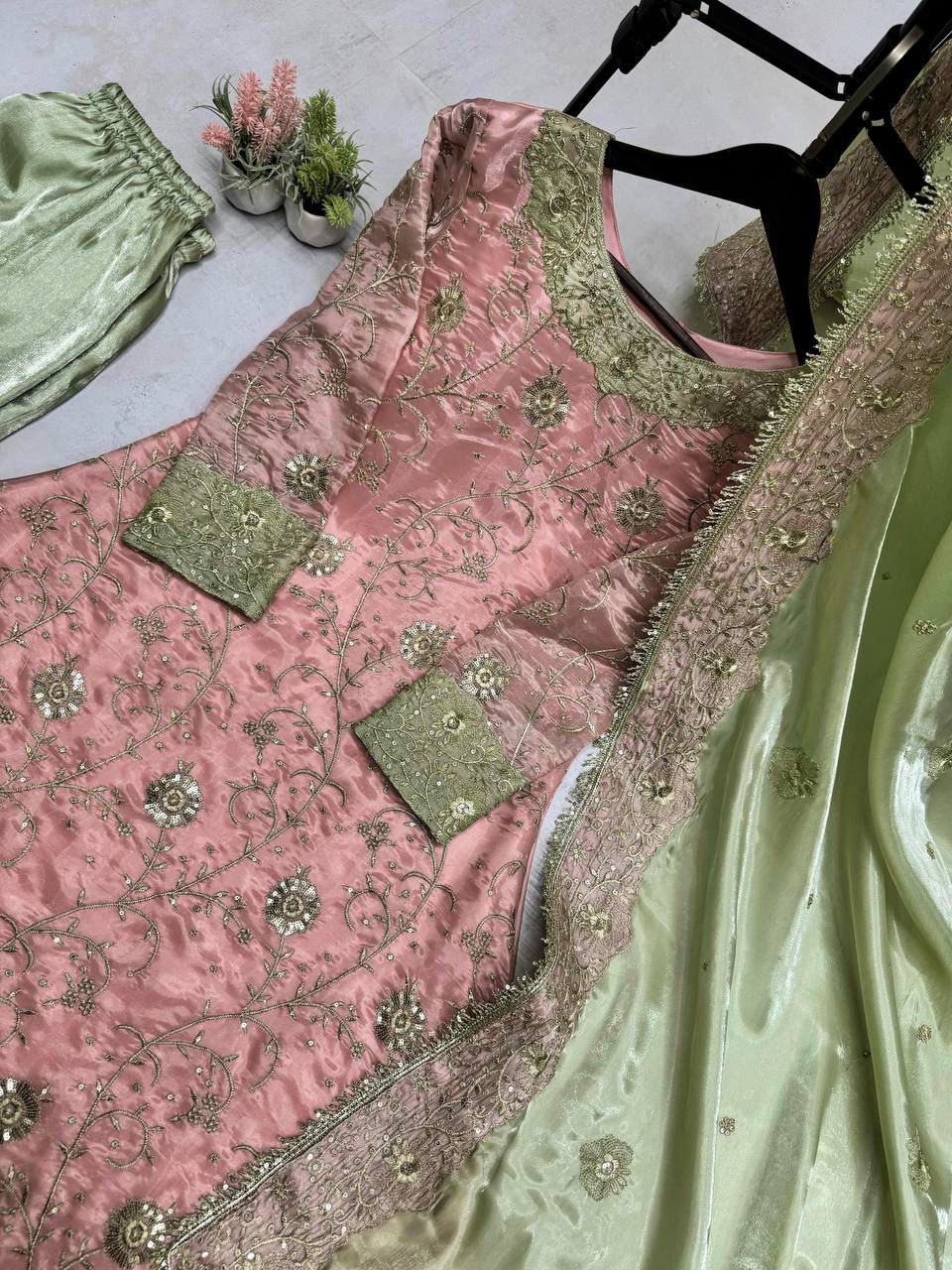 Eid Special Jimmy Choo Fabric Suit Set | Heavy Sequin Embroidery Top, Pant & Dupatta