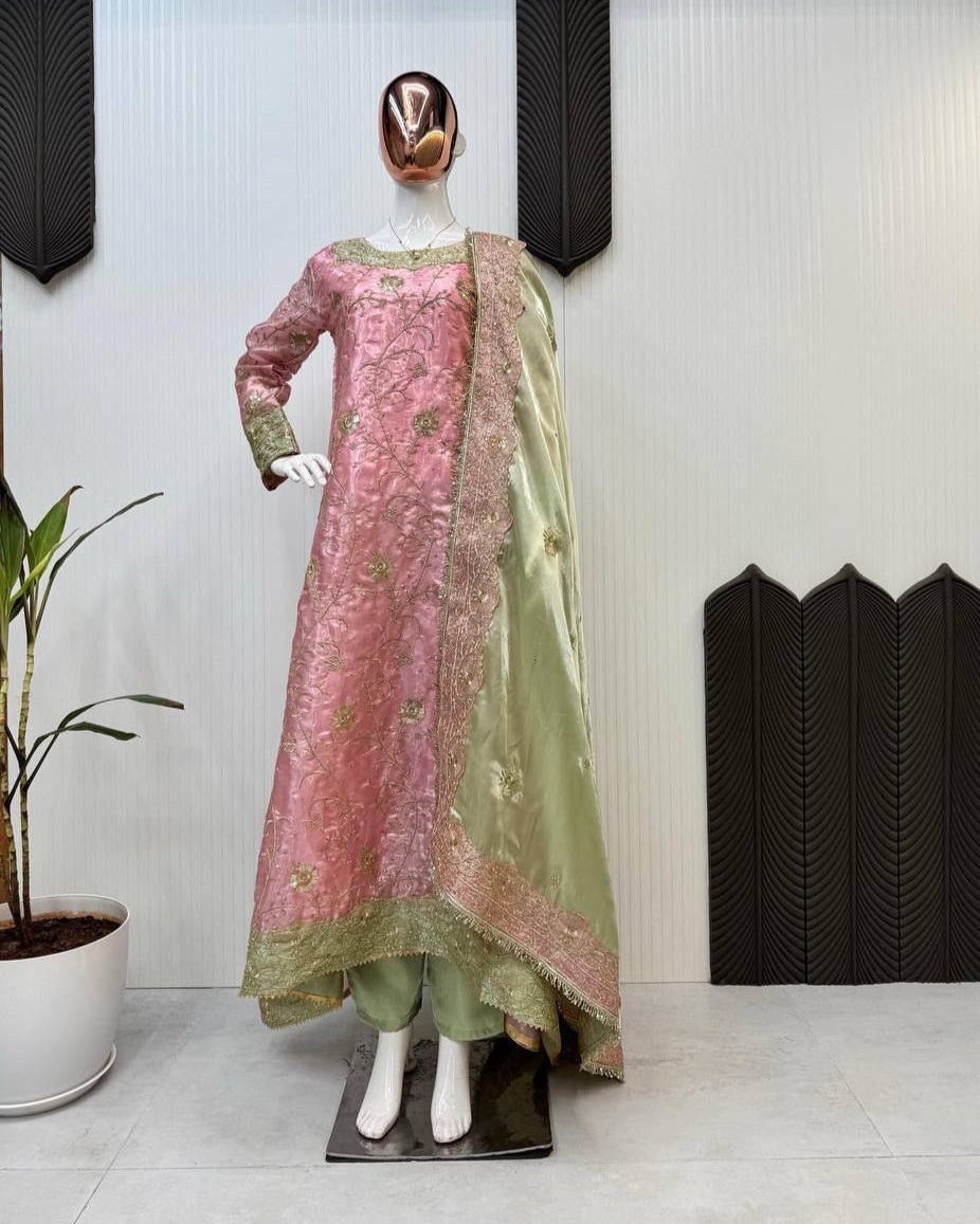 Eid Special Jimmy Choo Fabric Suit Set | Heavy Sequin Embroidery Top, Pant & Dupatta