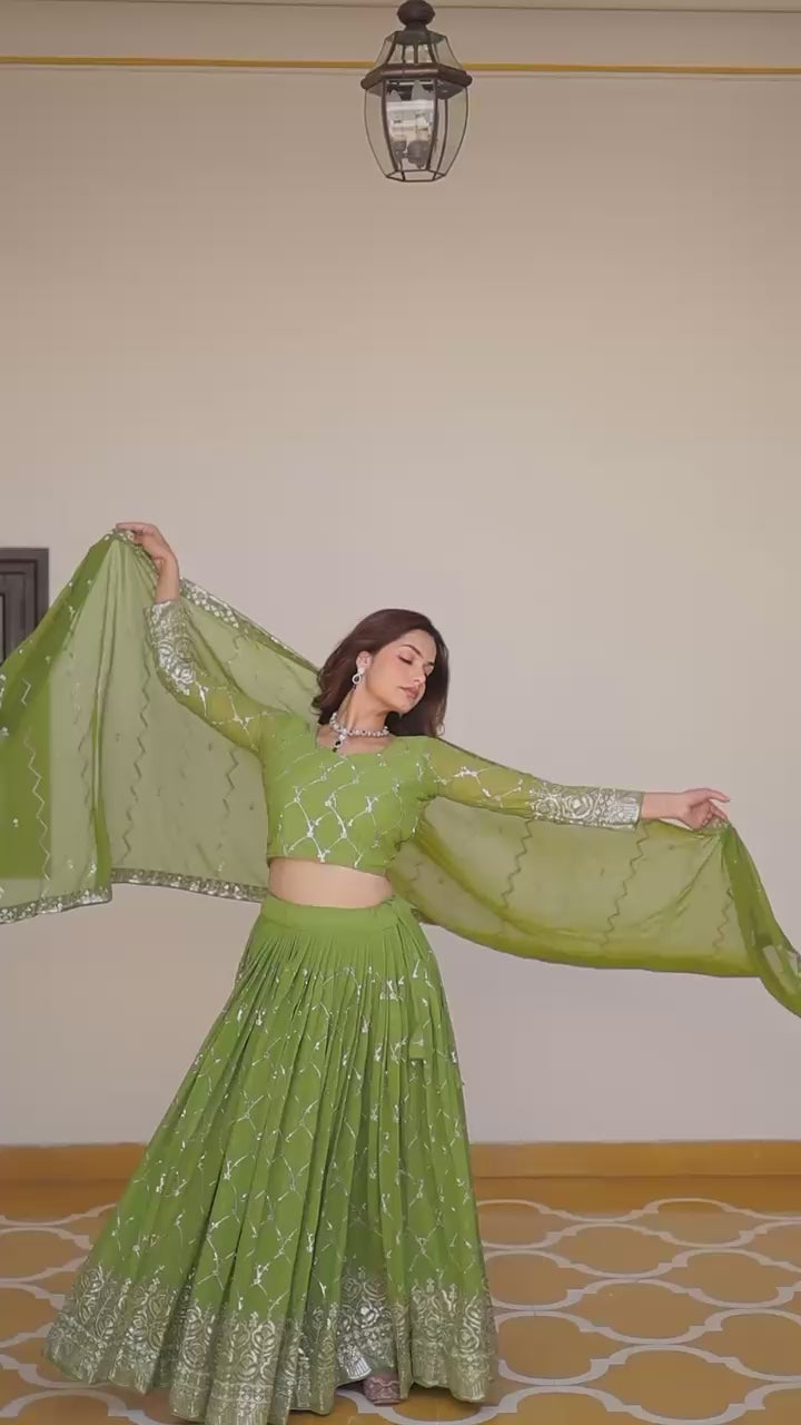 Radiant Elegance: Premium Festival Embroidered Lehenga Choli Set