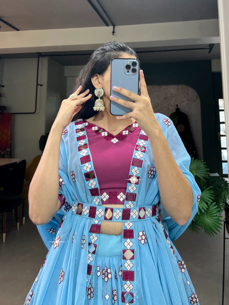 Designer Georgette Lehenga Choli Set with Sequins & Mirror Work | Premium Party Wear