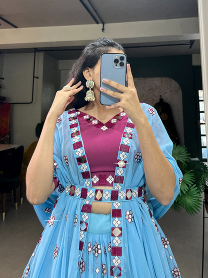 Designer Georgette Lehenga Choli Set with Sequins & Mirror Work | Premium Party Wear