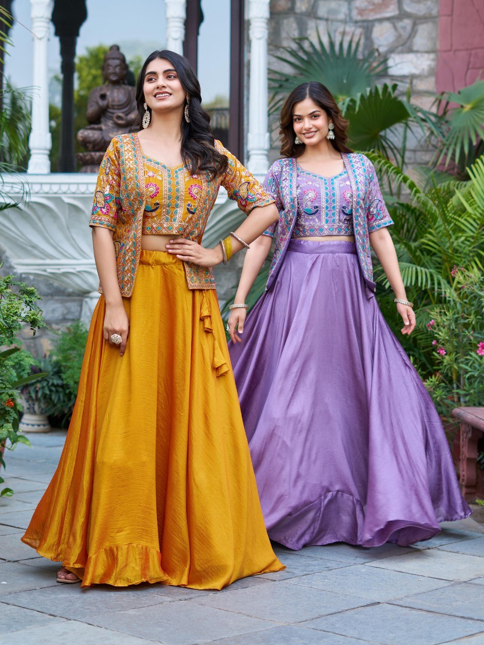 Pure Vichitra Festival Lehenga Choli with Koti – Heavy Embroidery | Premium Party Wear