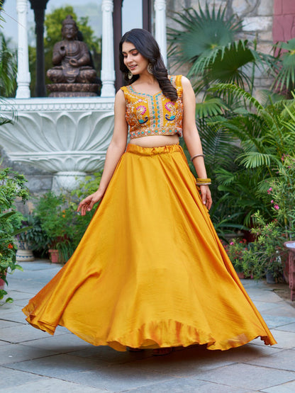 Pure Vichitra Festival Lehenga Choli with Koti – Heavy Embroidery | Premium Party Wear