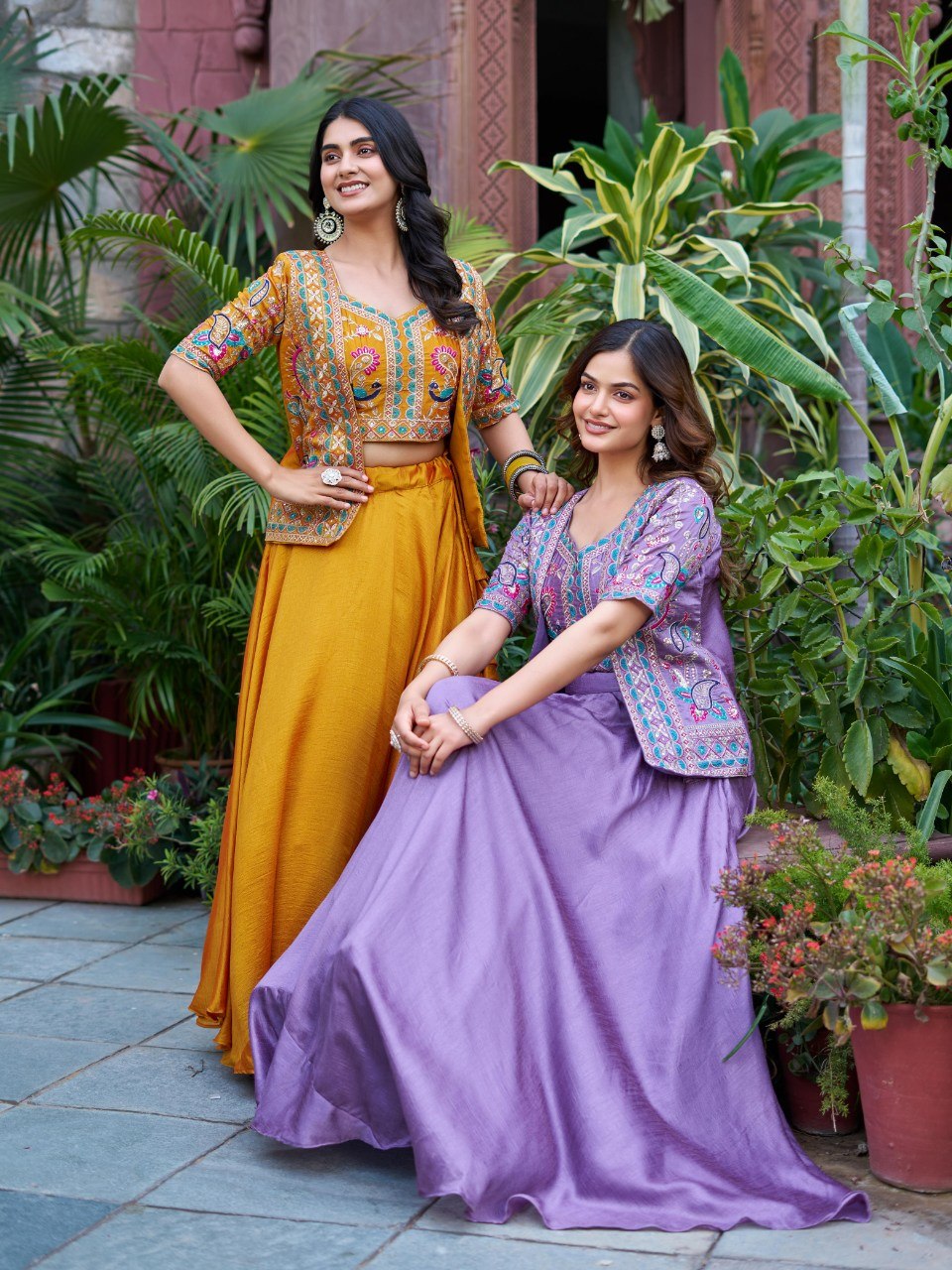 Pure Vichitra Festival Lehenga Choli with Koti – Heavy Embroidery | Premium Party Wear