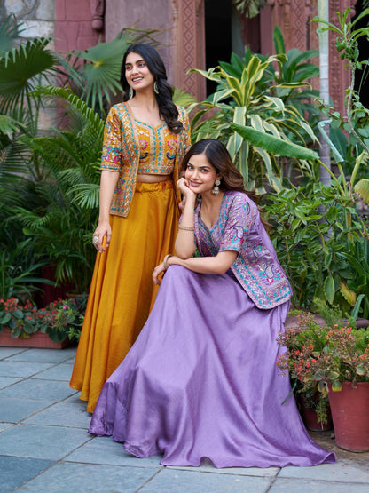 Pure Vichitra Festival Lehenga Choli with Koti – Heavy Embroidery | Premium Party Wear