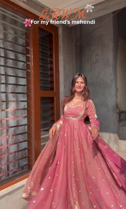 Heavy Fox Georgette Party Wear Kurti Plazo Dupatta Set