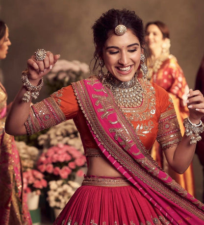 Luxurious Bridal Lehenga Choli Set With Embroidery Sequence Work