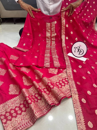 Wedding Special Dhawani Banarasi Sharara Set With Premium Banarasi Silk Fabric