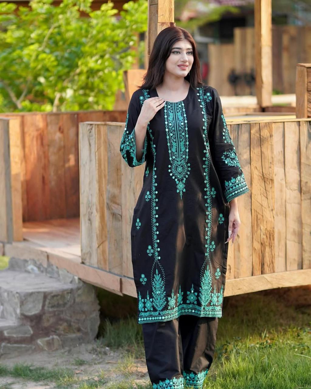 Luxurious Roman Silk 3-Piece Embroidered Party Wear Palazzo Set with Dupatta