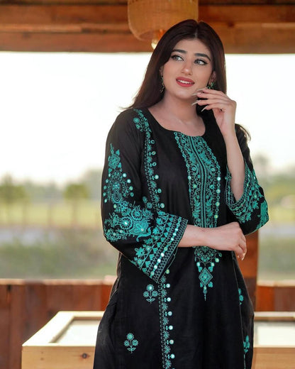 Luxurious Roman Silk 3-Piece Embroidered Party Wear Palazzo Set with Dupatta