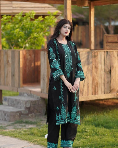 Luxurious Roman Silk 3-Piece Embroidered Party Wear Palazzo Set with Dupatta