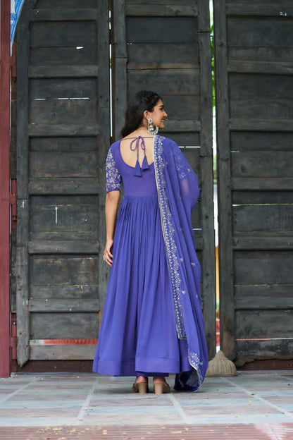 Premium Faux Blooming Designer Gown With Dupatta | Heavy Sequins & Embroidery Work | Party Wear Collection