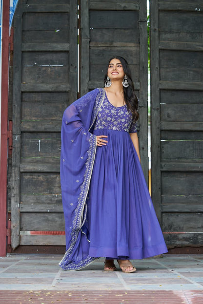 Premium Faux Blooming Designer Gown With Dupatta | Heavy Sequins & Embroidery Work | Party Wear Collection