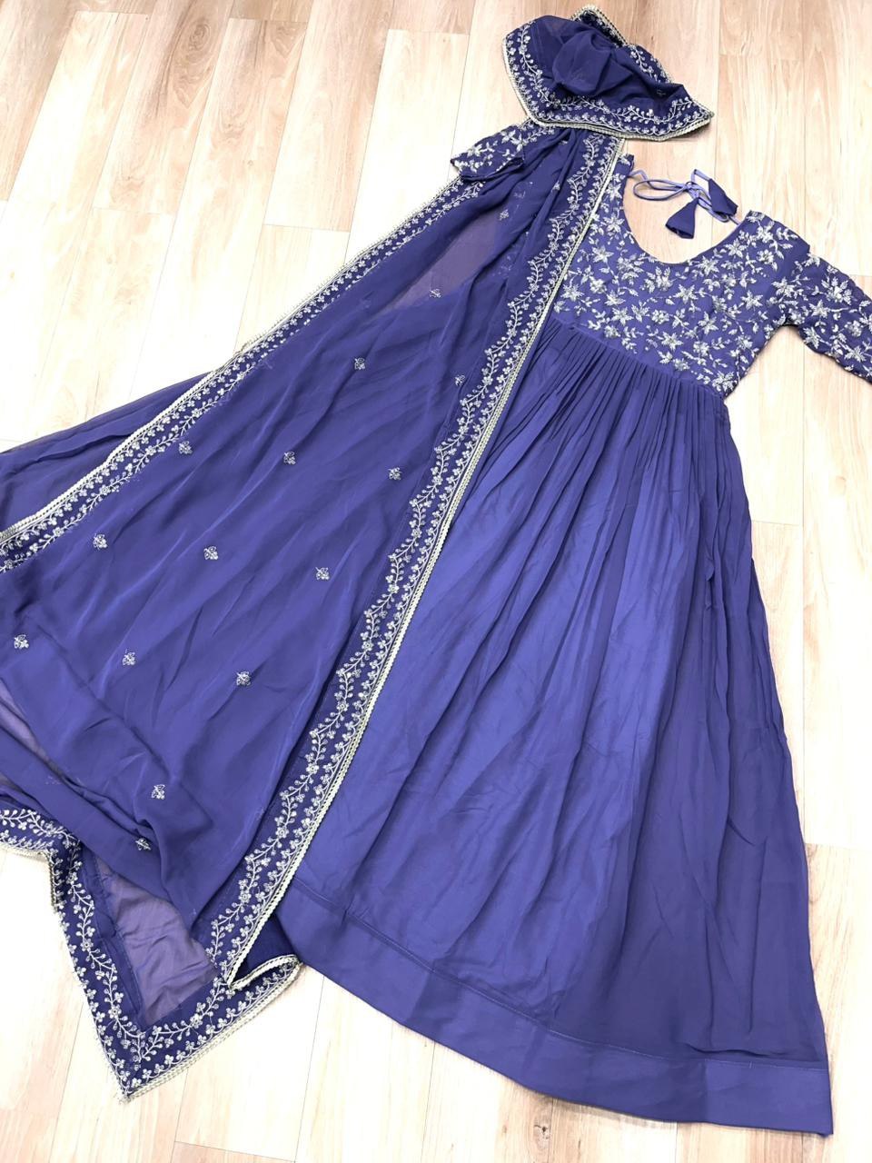 Premium Faux Blooming Designer Gown With Dupatta | Heavy Sequins & Embroidery Work | Party Wear Collection