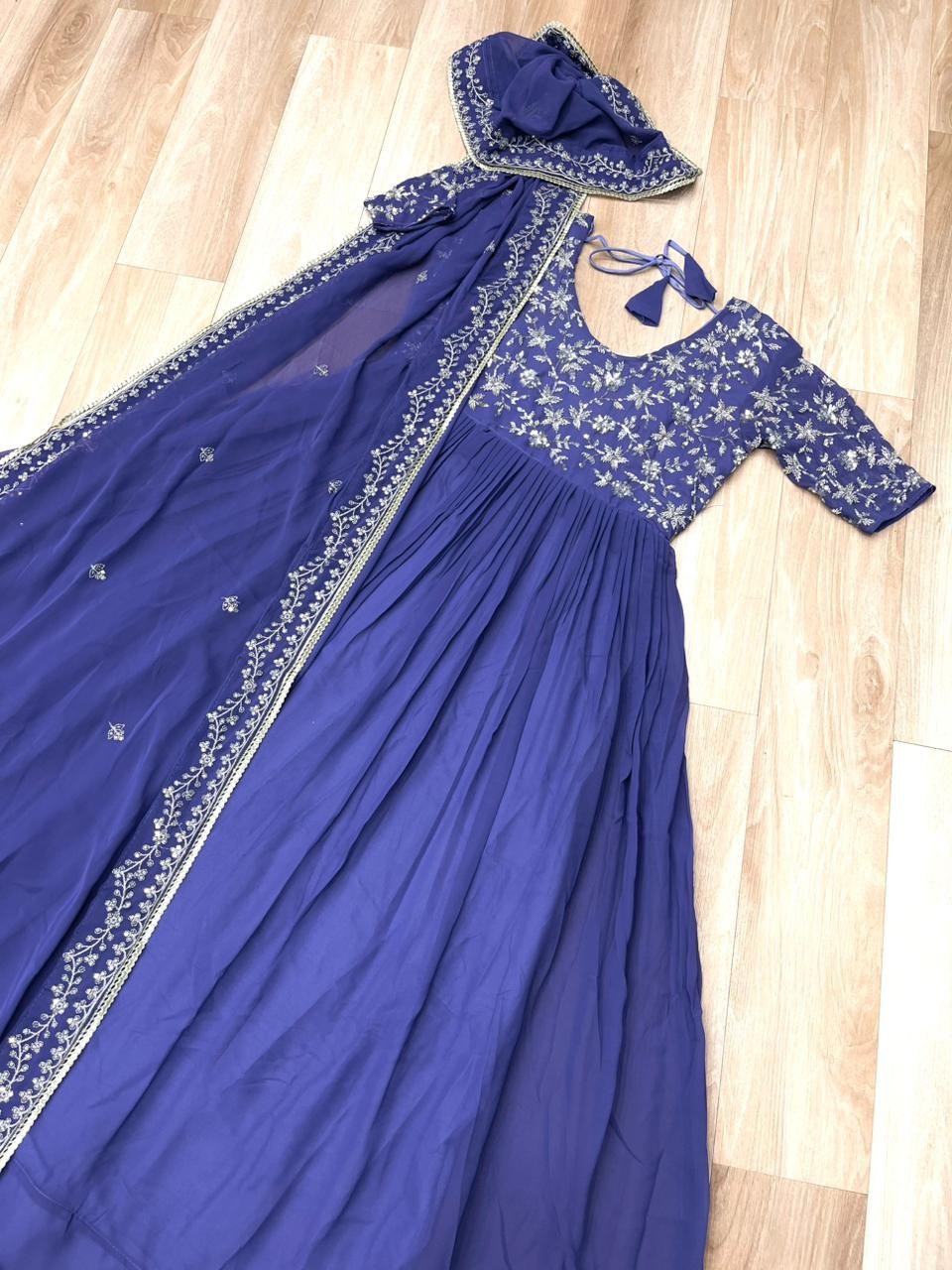 Premium Faux Blooming Designer Gown With Dupatta | Heavy Sequins & Embroidery Work | Party Wear Collection