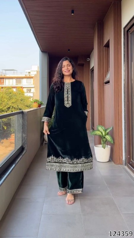 Premium Velvet Winter Collection – 3-Piece Embroidered Suit Set