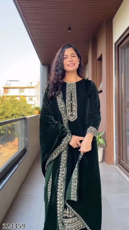 Premium Velvet Winter Collection – 3-Piece Embroidered Suit Set