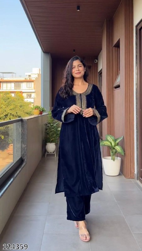 Premium Velvet Winter Collection – 3-Piece Embroidered Suit Set