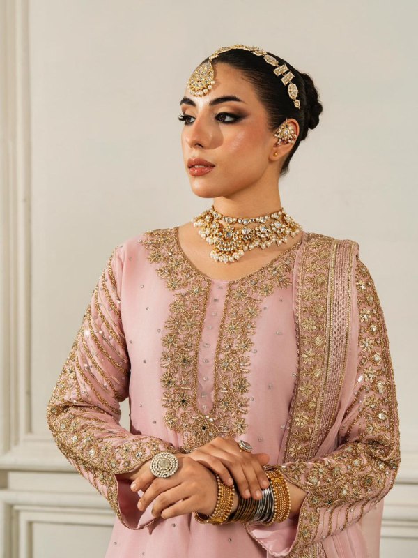 Three Piece Fancy Kurti, Palazzo & Dupatta Set With Pure Chinon Silk Fabric