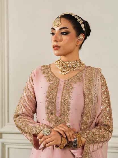 Three Piece Fancy Kurti, Palazzo & Dupatta Set With Pure Chinon Silk Fabric