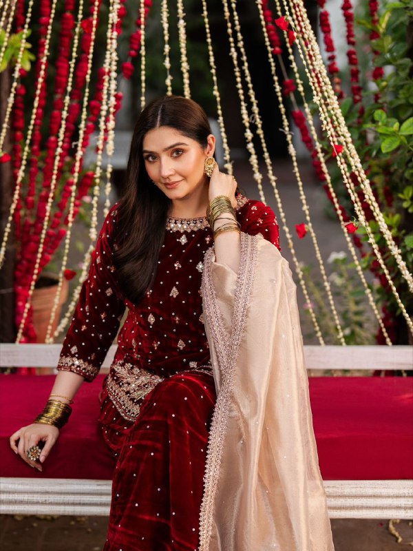 Fully Stitched Viscose Velvet Party Wear Maroon 3-Piece Suit Set